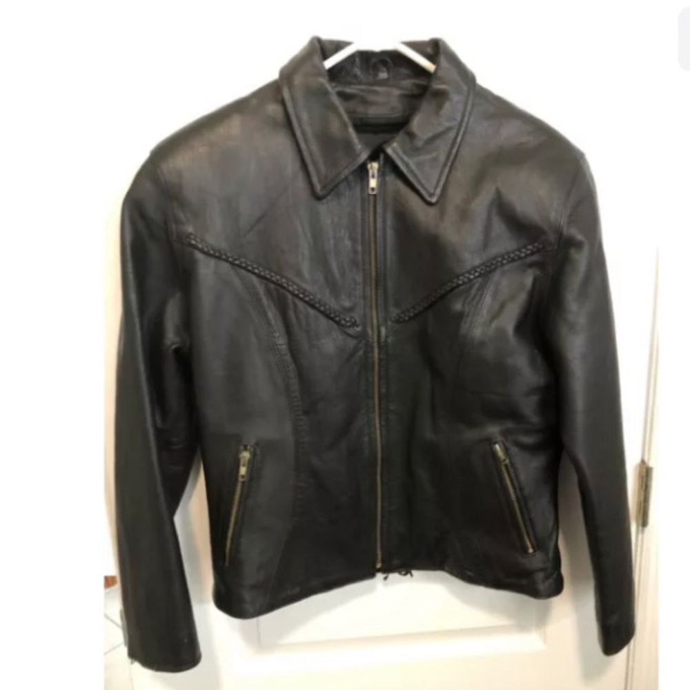 LEATHER KING THINSULATE Lined Blk Leather Jacket L